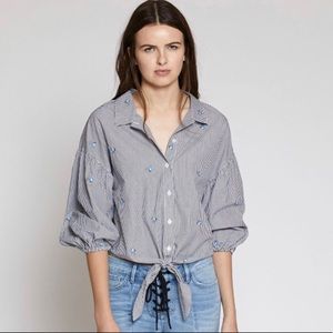 Sanctuary | Stripe and Floral Clover Tie Front Top